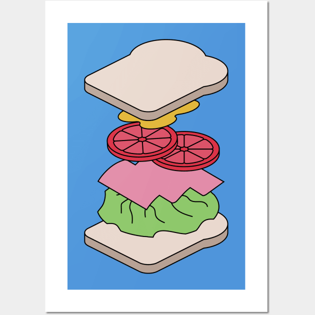 Exploded Sandwich Diagram.  Graphic Artwork Wall Art by ColinKinnis